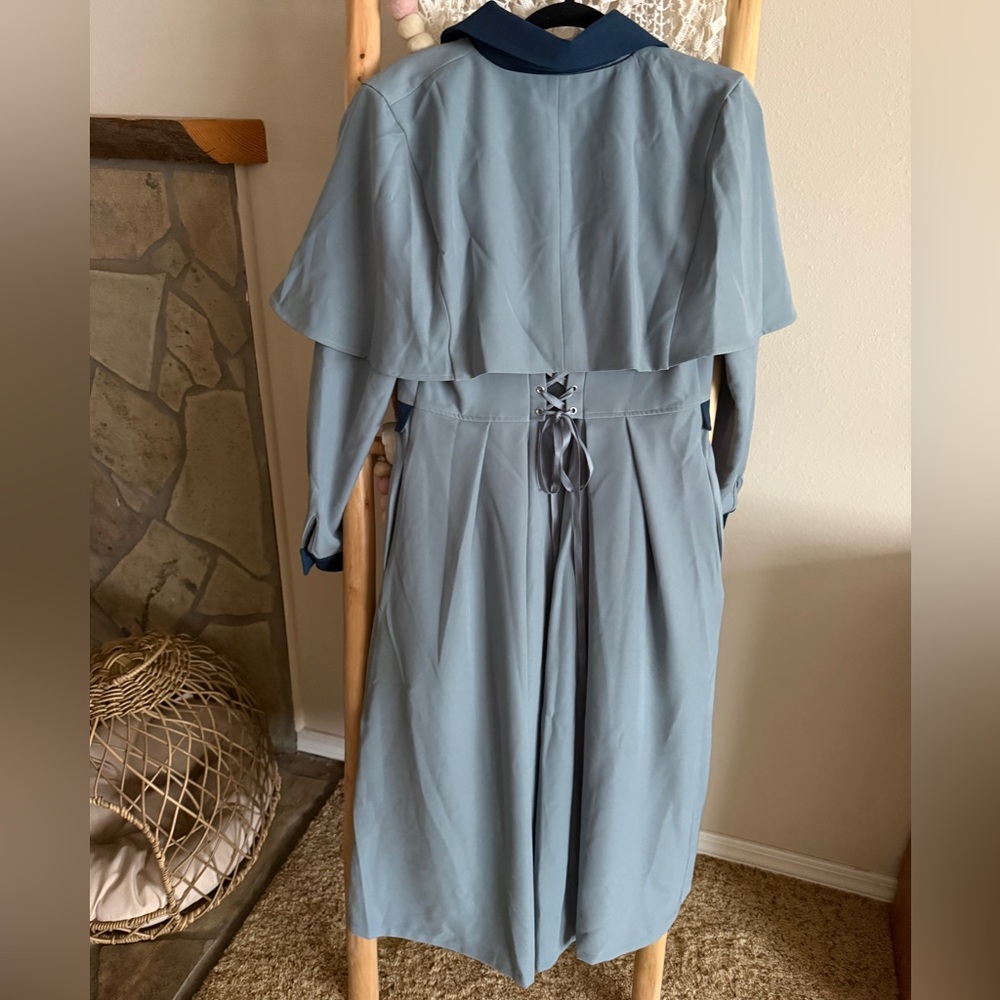NWT Beauxbatons Blue Button-Down Women's corset Dress with cape - Picture 2 of 8